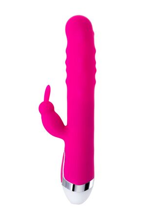 Розовый вибратор с клиторальным стимулятором Balle - 23 см.